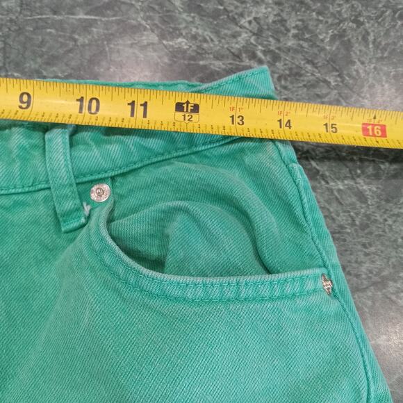 Zara Green High Waisted Wide Leg Jeans Raw Hem Women’s Size 4 Green - Picture 9 of 13